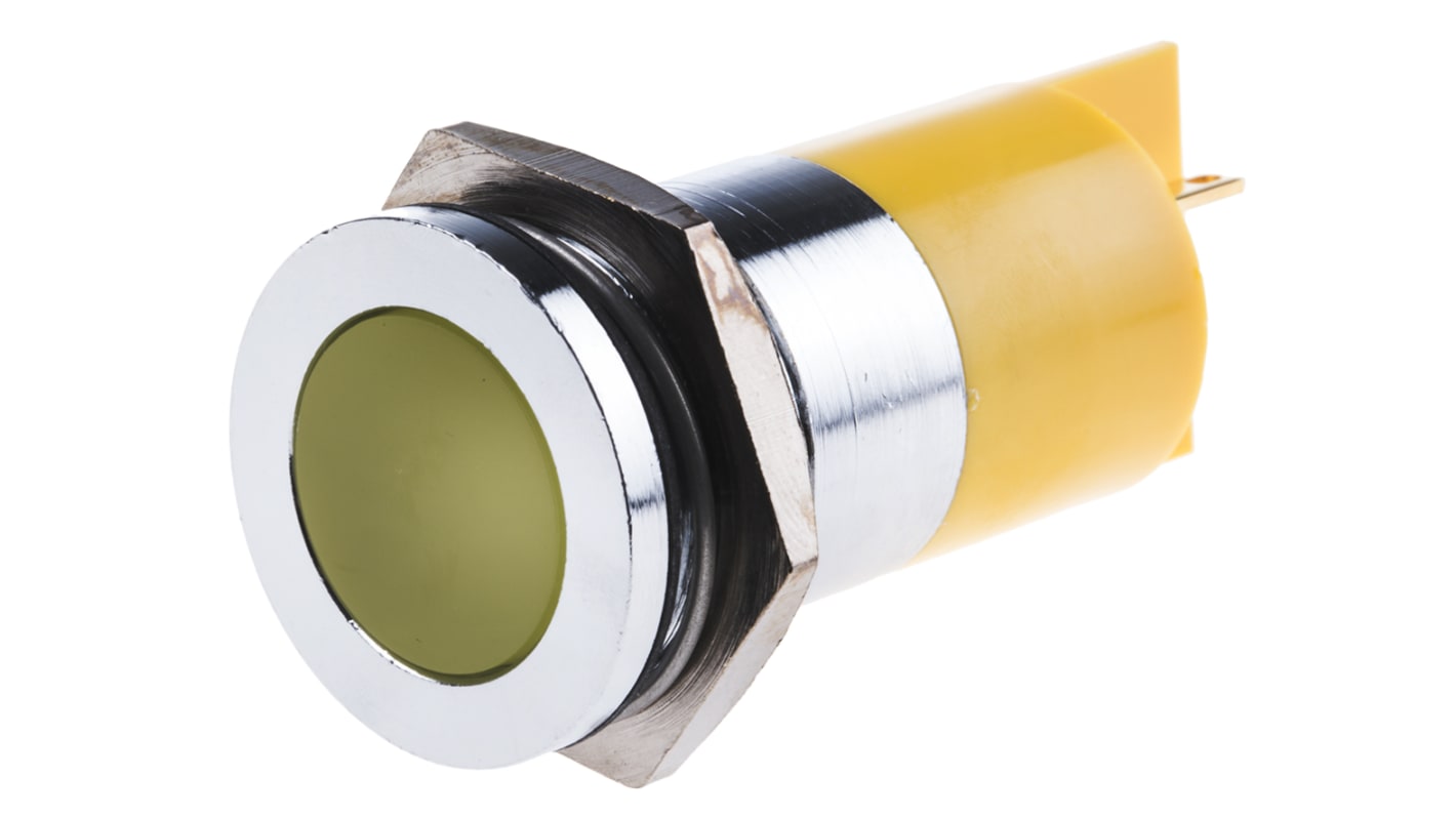 Voyant LED lumineux  Jaune RS PRO, dia. 22mm, 110V c.c., IP67