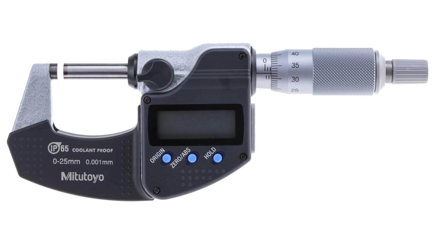 Mitutoyo Digital Mikrometer Außen-Messschraube Metrisch, 0mm bis 25mm / ±1 μm