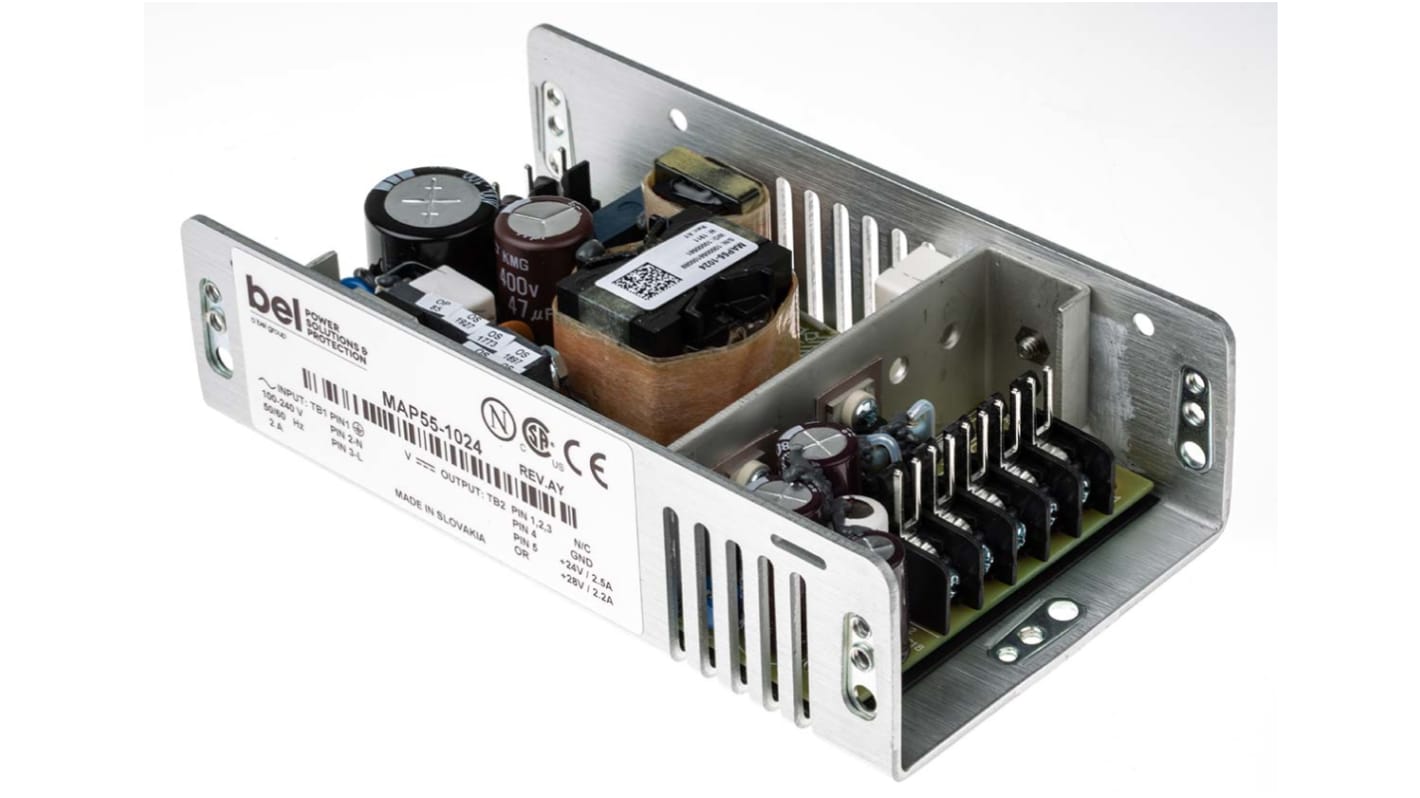 BEL POWER SOLUTIONS INC Schaltnetzteil, AUS 24V dc / 2.5A 55W, EIN 175 → 264 V ac, 90 → 132 V ac