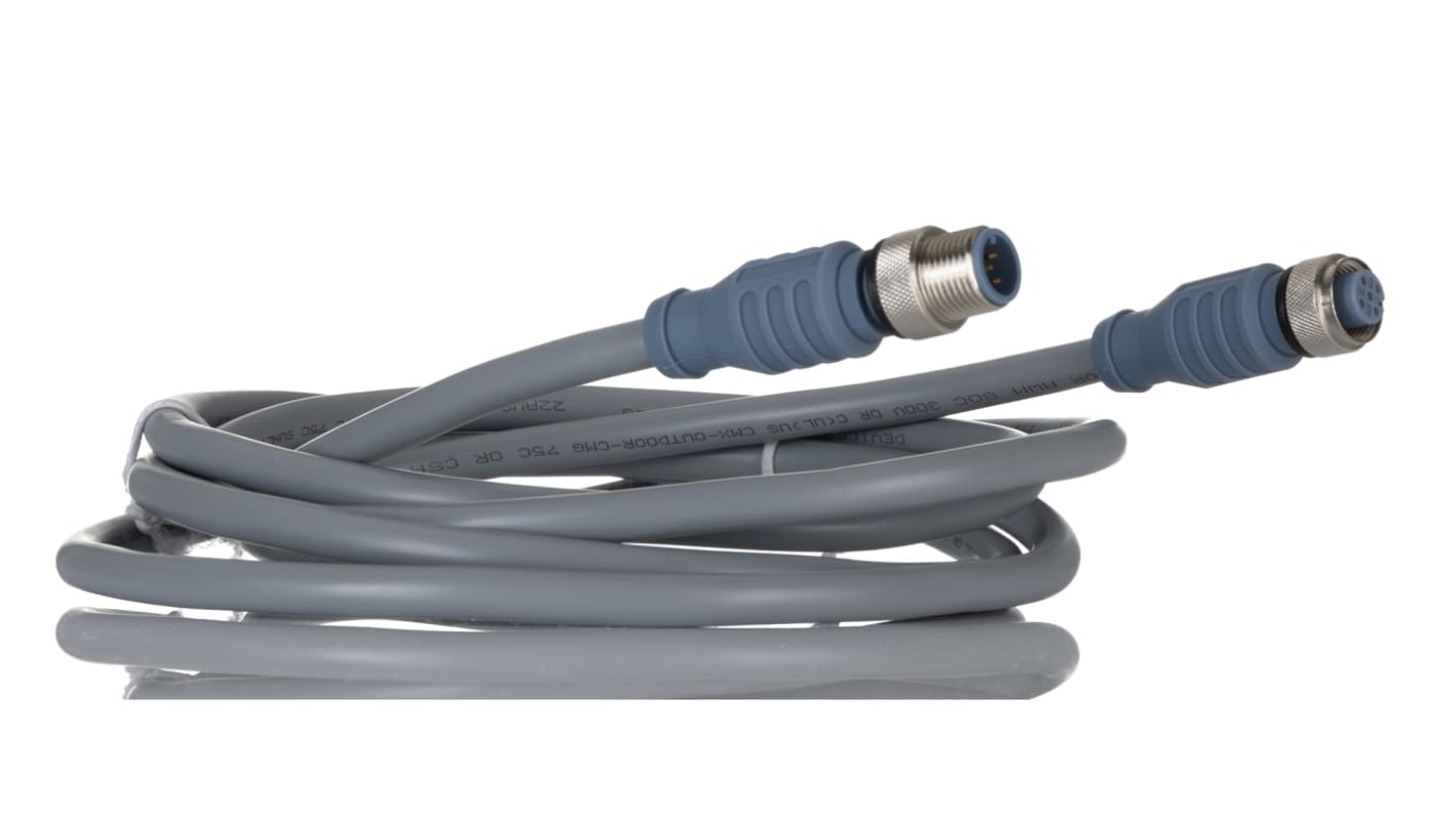 Cable de conexión Turck, con. A M12 Macho, 5 polos, con. B M12 Hembra, 5 polos, cod.: A, long. 1m, 250 V, 4 A, IP67