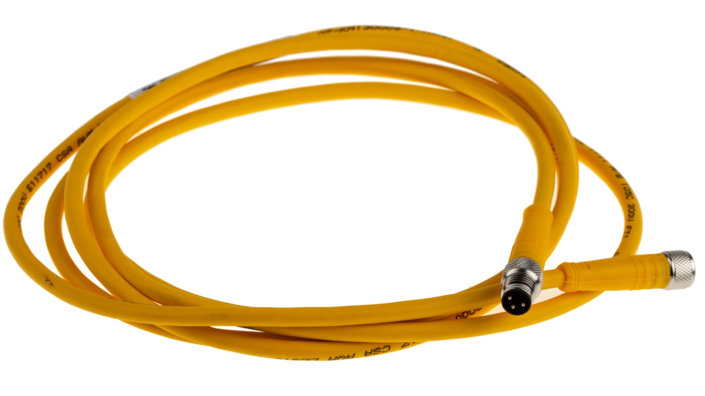 Cable de conexión Turck, con. A M8 Hembra, 3 polos, con. B M8 Macho, long. 2m, 125 V, 4 A, IP67