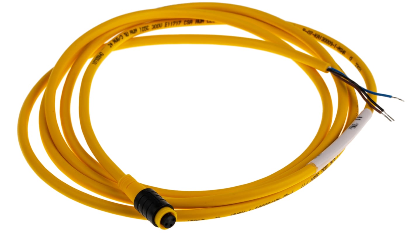 Cable de conexión Turck, con. A M8 Hembra, 3 polos, con. B Sin terminación, long. 2m, 125 V, 4 A, IP67