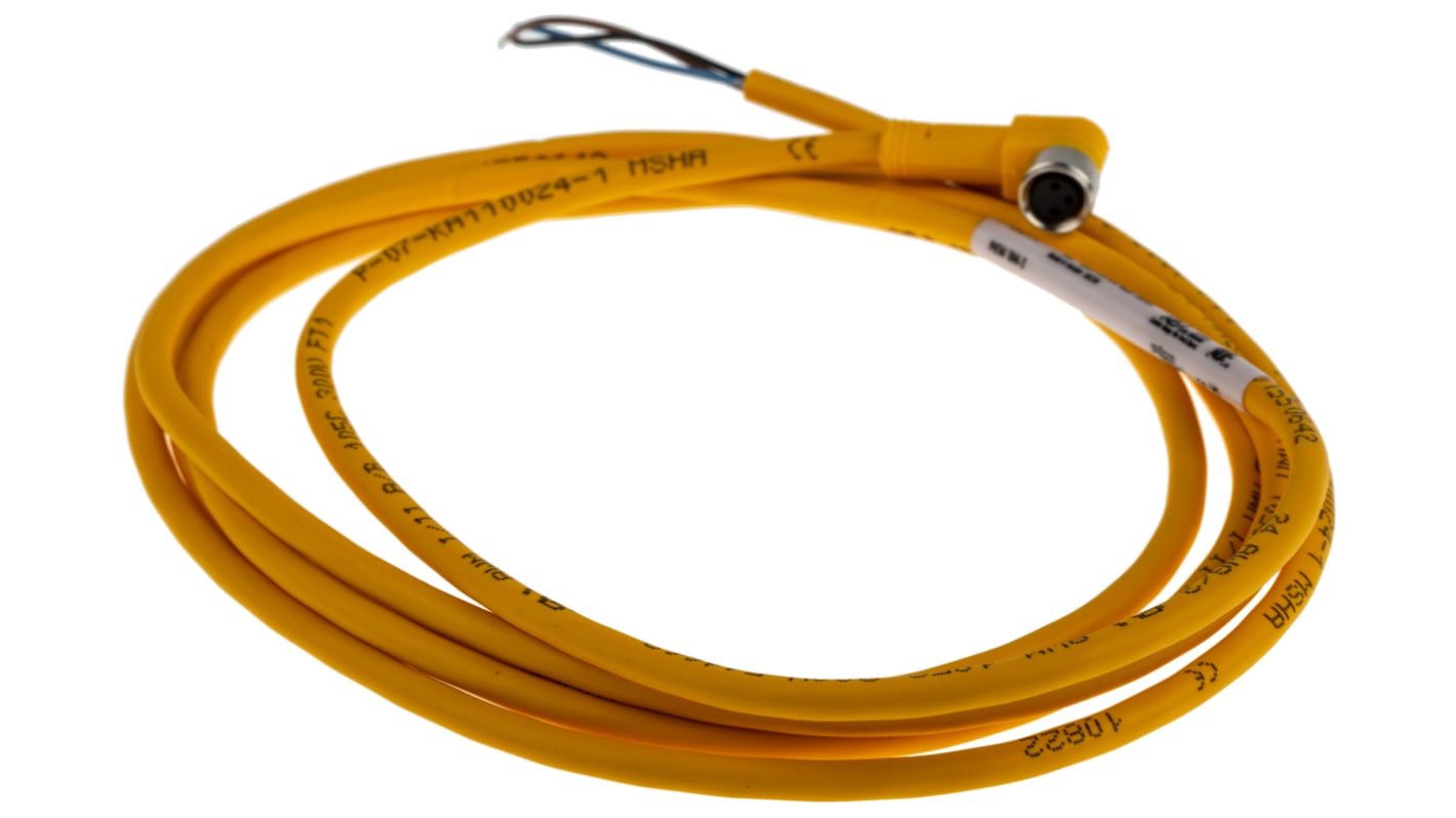 Cable de conexión Turck, con. A M8 Hembra, 3 polos, con. B Sin terminación, long. 2m, 50 VAC, 60 VDC, 4 A, IP67, IP69K