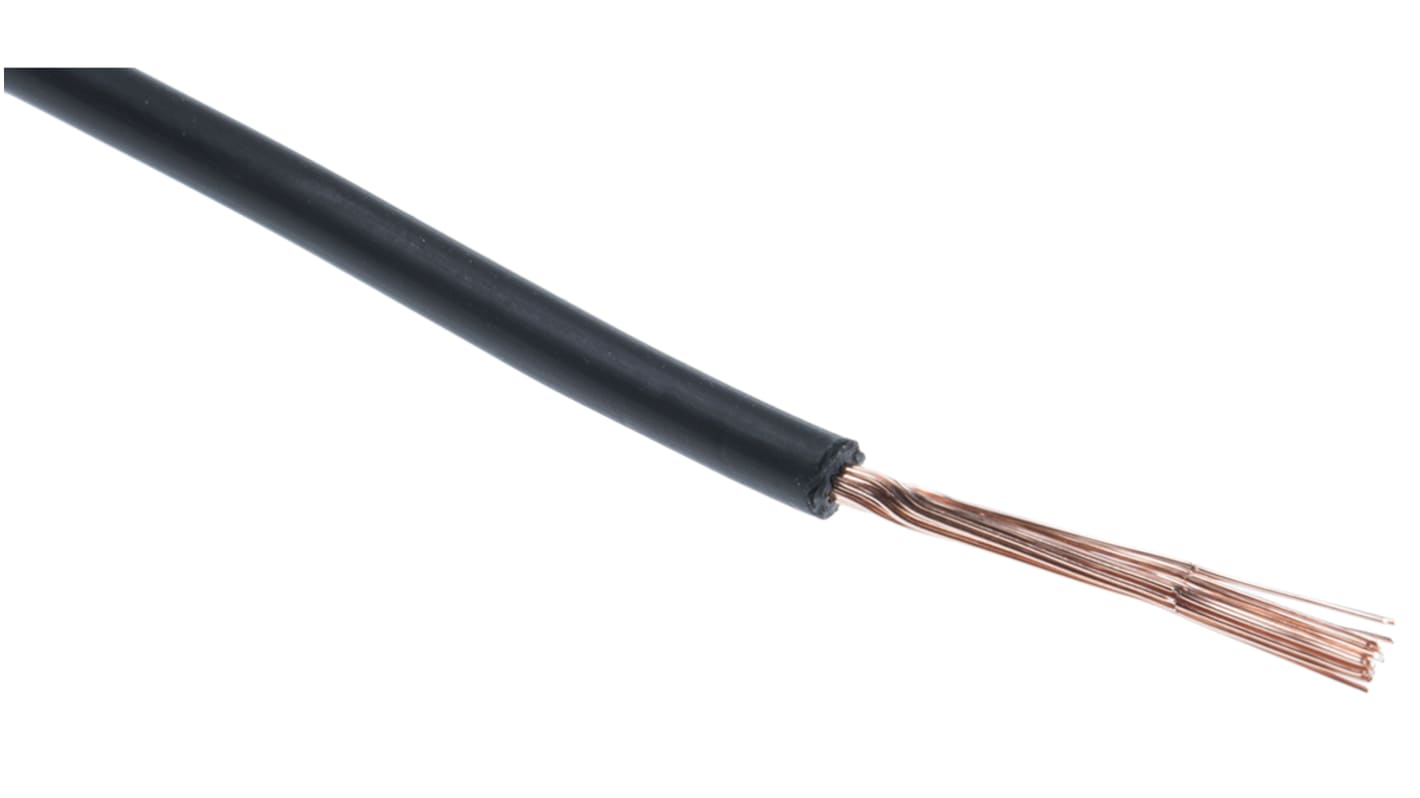 Cable de conexión RS PRO, área transversal 0,75 mm² Filamentos del Núcleo 22/1,0 mm Negro, 500 V, long. 100m, 18 AWG