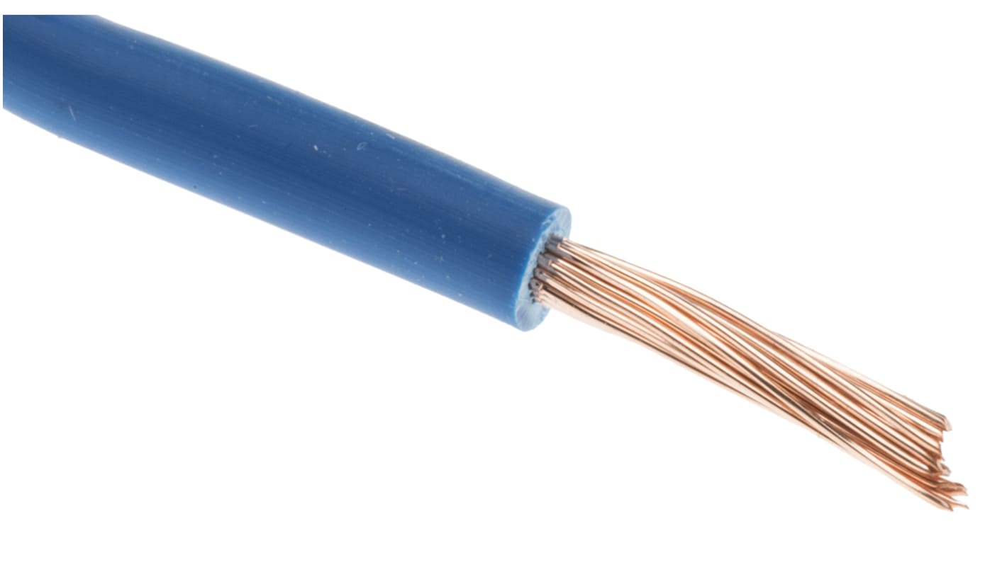 Cable de conexión RS PRO, área transversal 0,75 mm² Filamentos del Núcleo 22/1,0 mm Azul, 500 V, long. 100m, 18 AWG