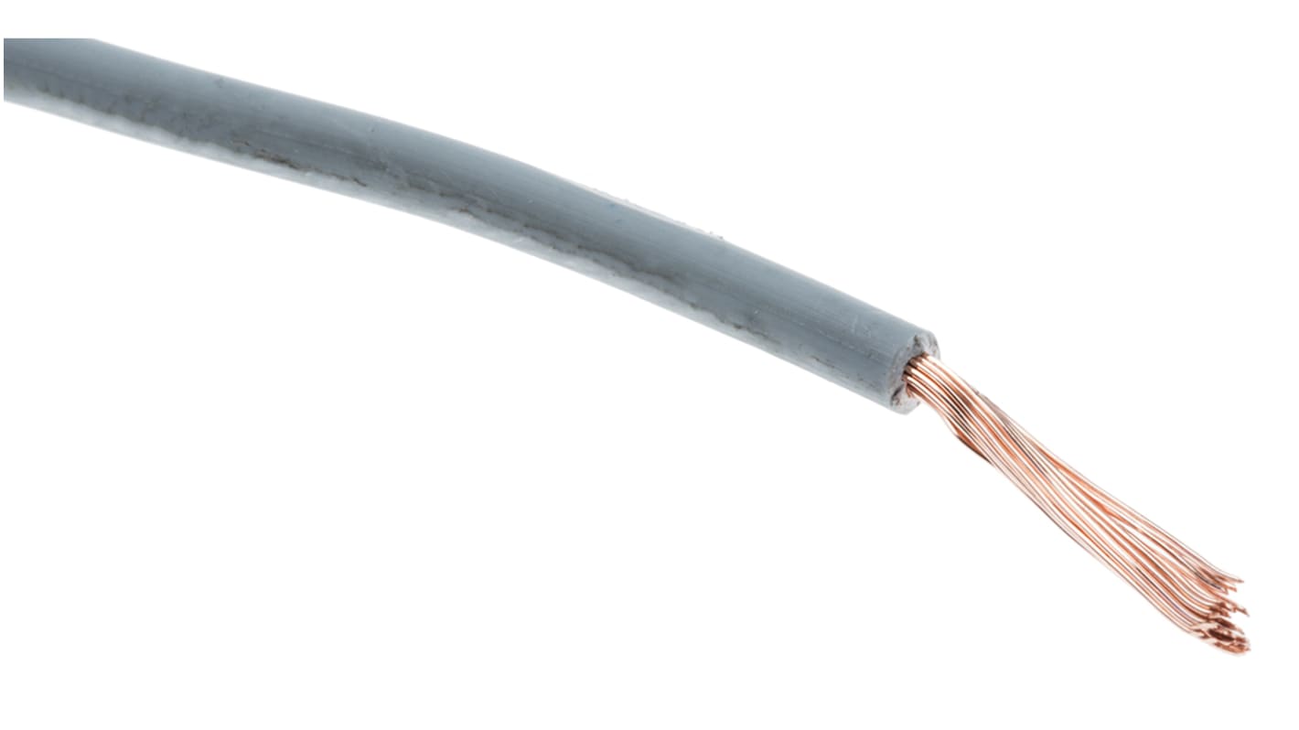 RS PRO Grey 1.5 mm² Hook Up Wire, 15 AWG, 100m, Polyolefin Cross-linked EI5, Type EI 5 to EN 50363-5 Insulation