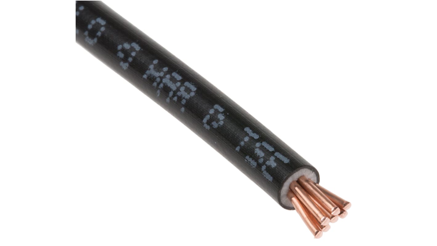 RS PRO H07V-R Einzeladerleitung 2,5 mm², 14 AWG 100m Schwarz PVC isoliert Ø 3.55mm 7 / 0,67 mm Litzen