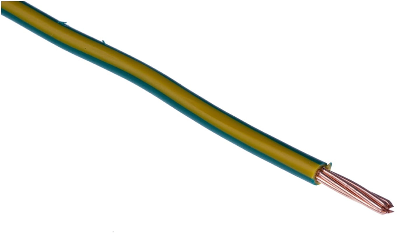 Cable de conexión RS PRO, área transversal 6 mm² Verde/Amarillo, 750 V, long. 100m