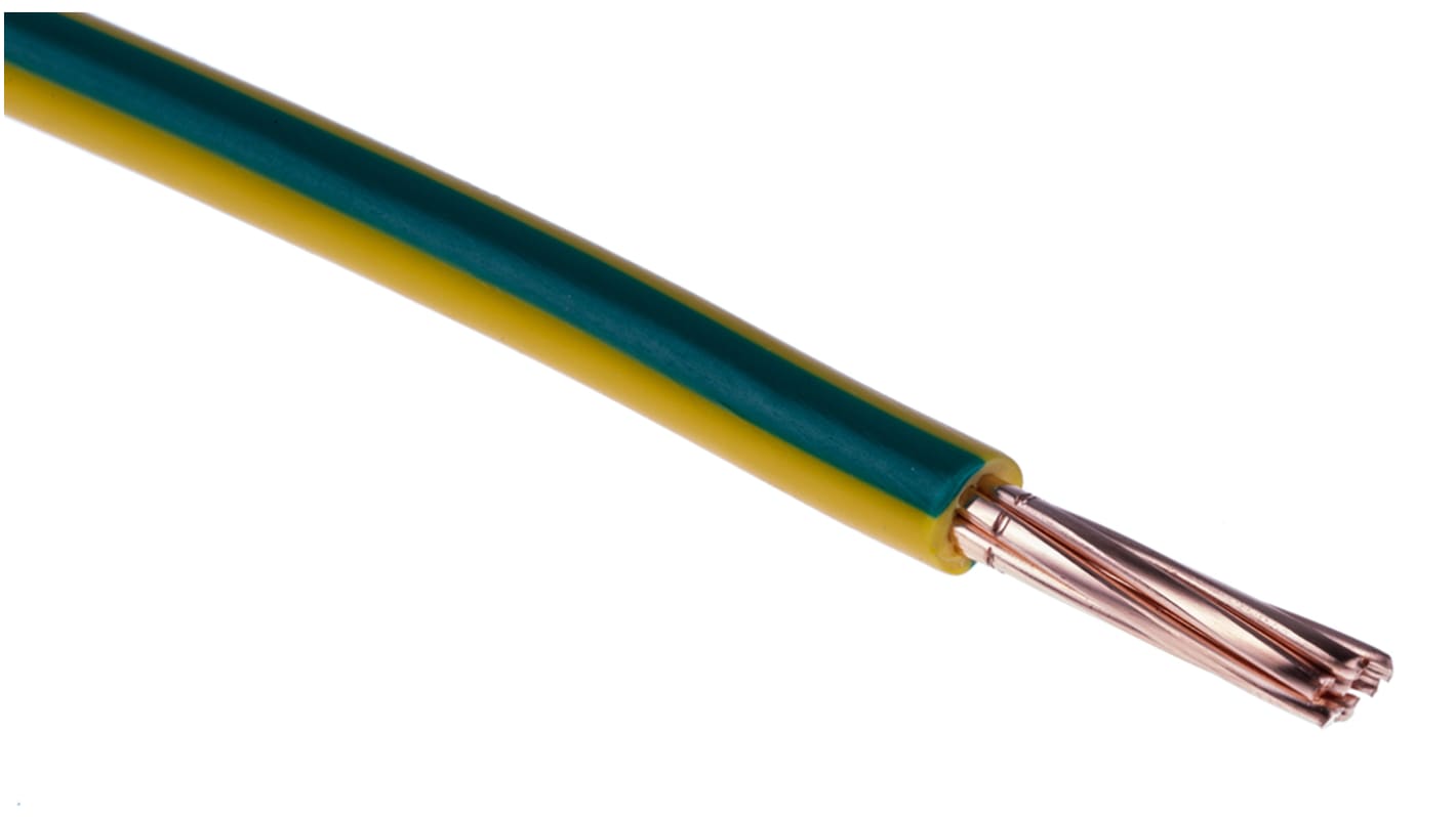 Fils de câblage RS PRO, 10 mm², Vert/Jaune, 8 AWG², 100m, 450/750 V