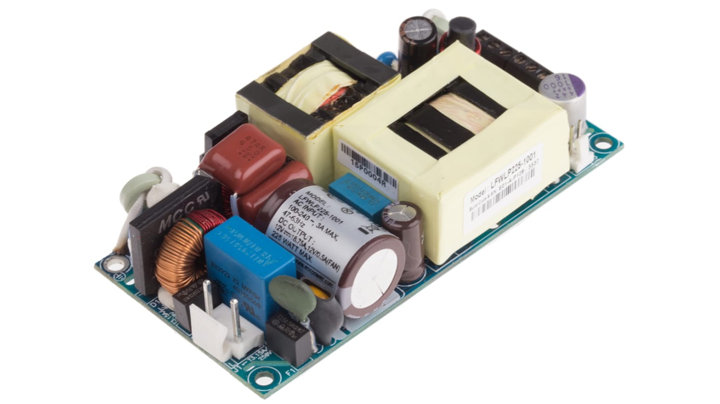 EOS Switching Power Supply, LFWLP225-1001, 12V dc, 18.75A, 225W, 1 Output, 390 V dc, 85 → 264 V ac Input Voltage