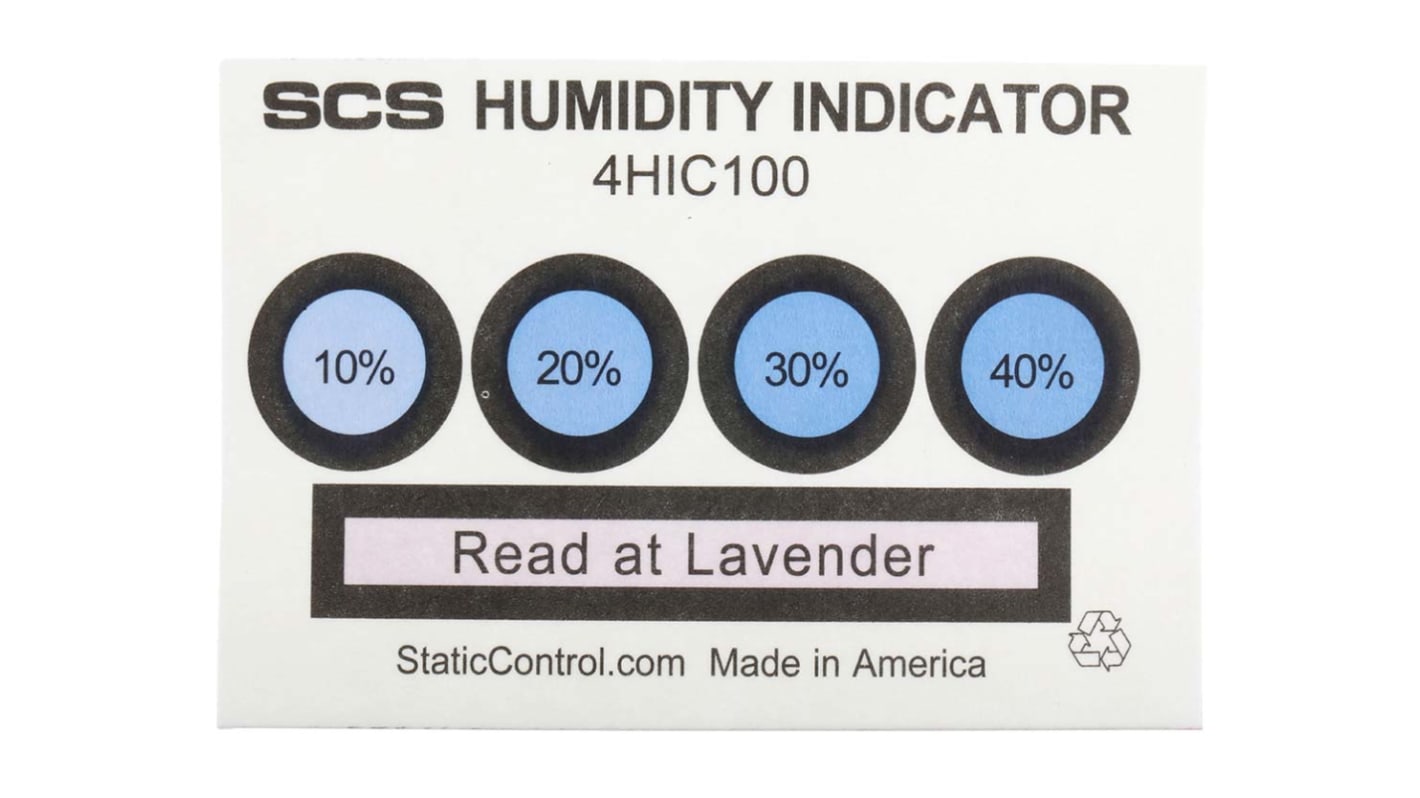 SCS ESD-etiket Trækpapir Imprægneret med kobolt-(II)-klorid, Humidity Indicator-Text