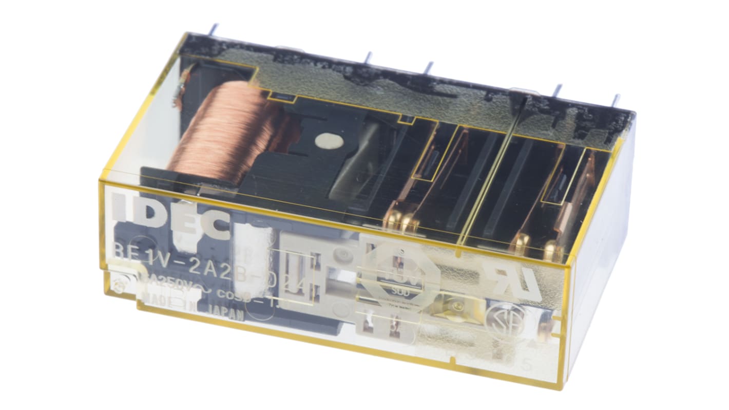 Idec PCB Mount Force Guided Relay, 24V dc Coil Voltage, 4 Pole, DPDT