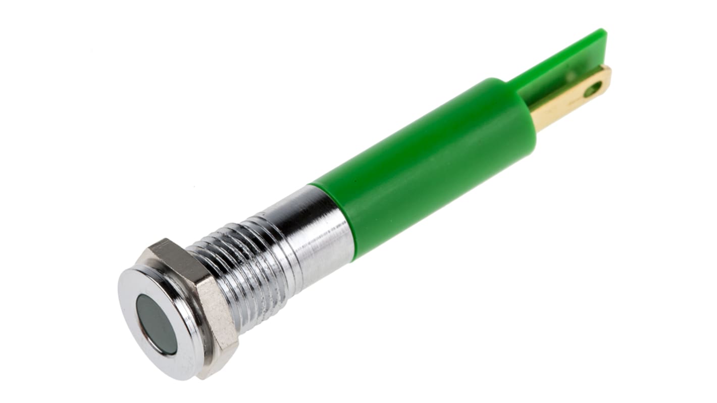 RS PRO Green Panel Mount Indicator, 12V dc, 8mm Mounting Hole Size ...