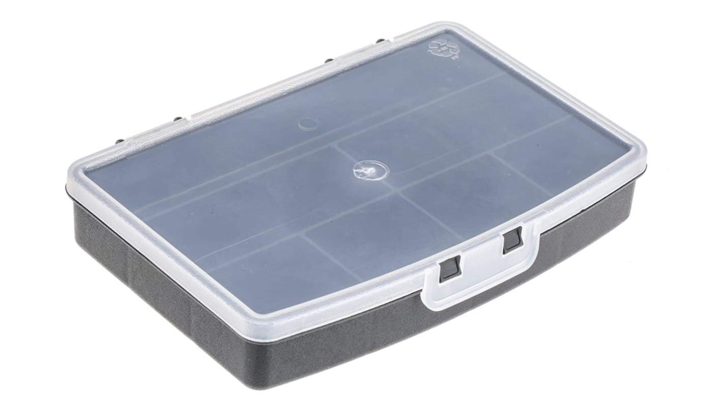 Caja organizadora RS PRO de 7 compartimentos de PP Negro, 122mm x 175mm x 30mm