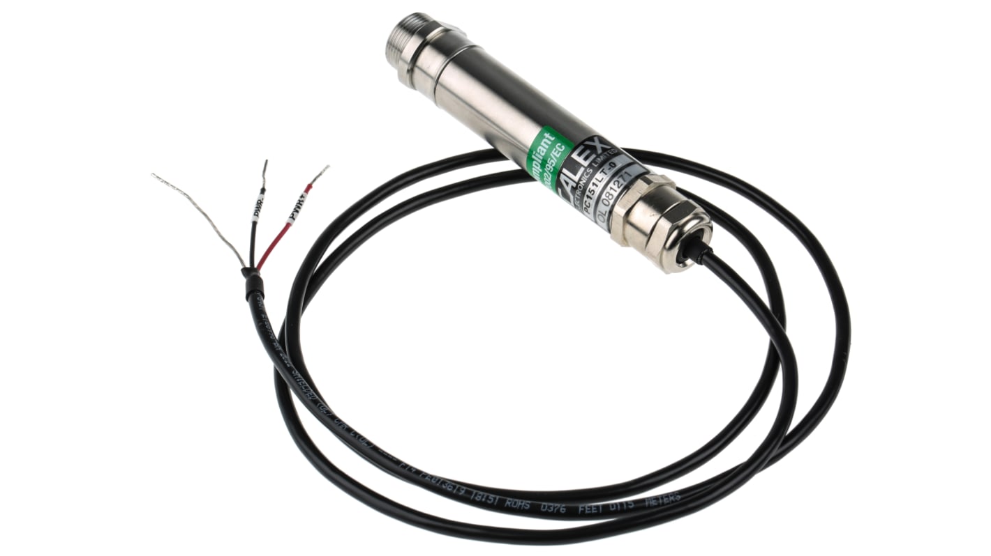 Sensor de temperatura infrarrojo Calex PC151LT-0 , de -20°C a +100°C, long. cable 1m, salida 4-20 mA, Ø 18 mm