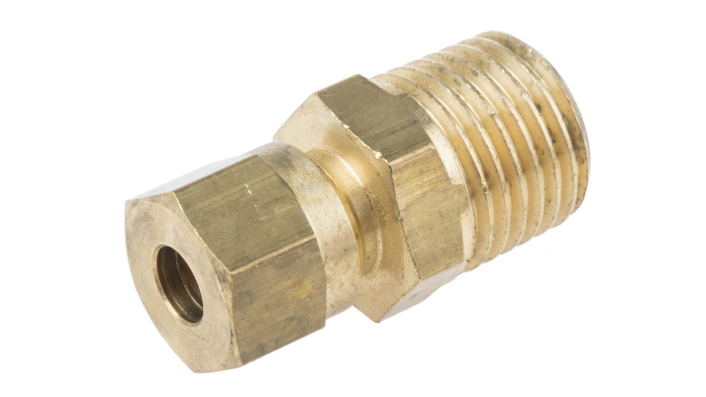 RS PRO, 1/8 BSPT Thermocouple Compression Fitting for Use with Thermocouple, 3/16in Probe, RoHS Compliant Standard