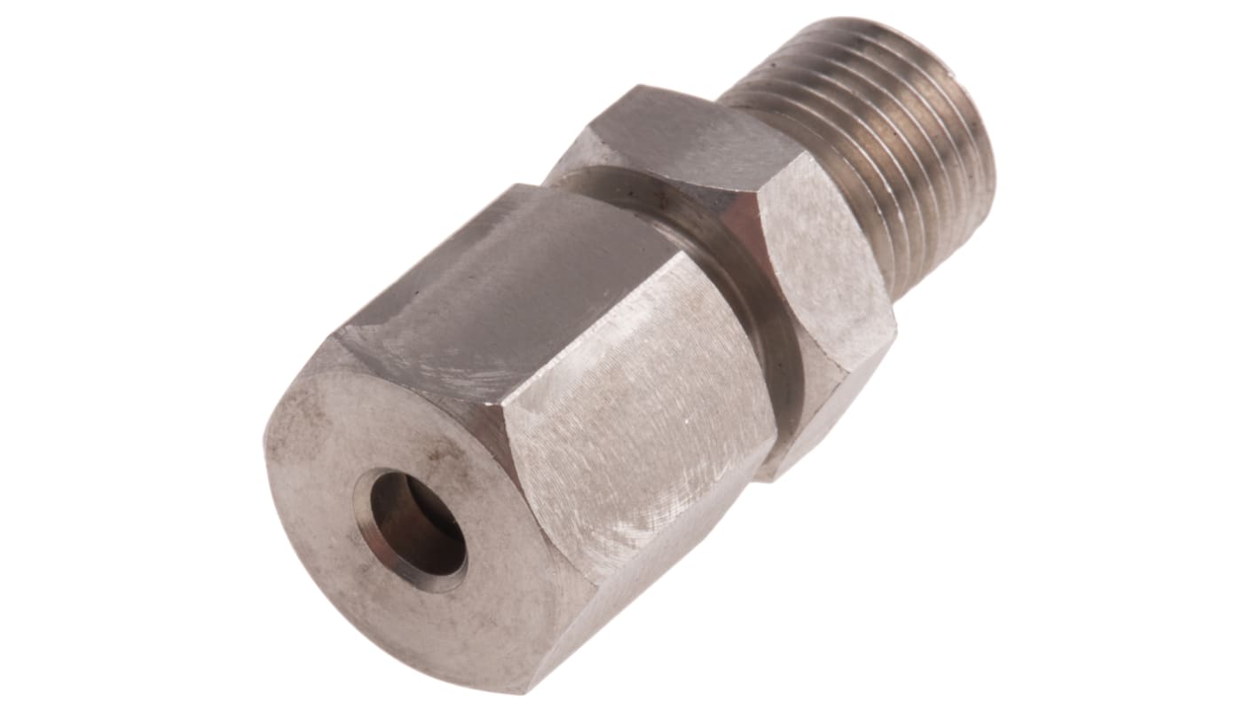 RS PRO In-Line Thermocouple Compression Fitting for Use with Thermocouple, 1/8 BSP, 4mm Probe, RoHS Compliant Standard