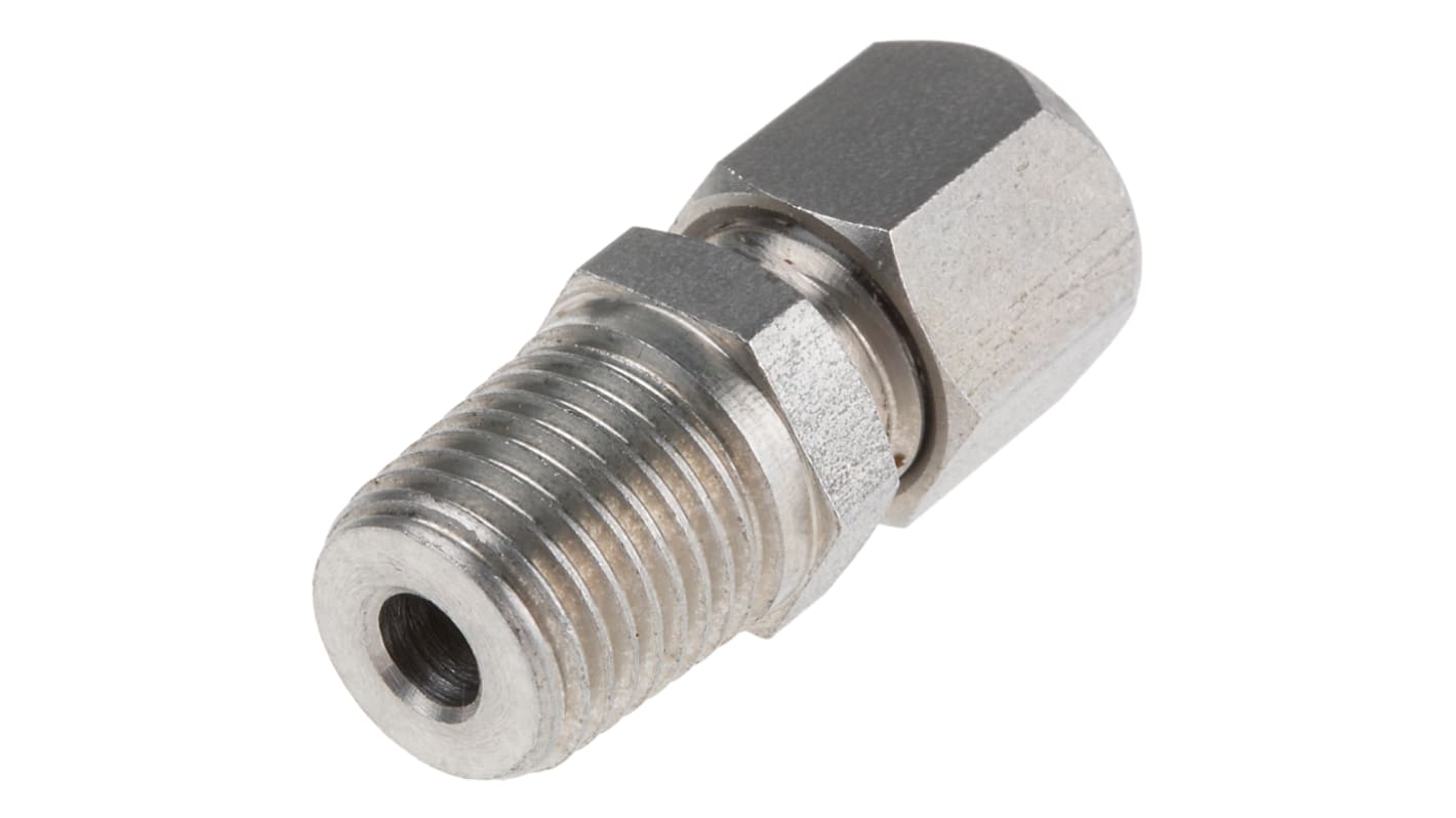 RS PRO In-Line Thermocouple Compression Fitting for Use with Thermocouple, 1/4 BSPT, 3/16in Probe, RoHS Compliant