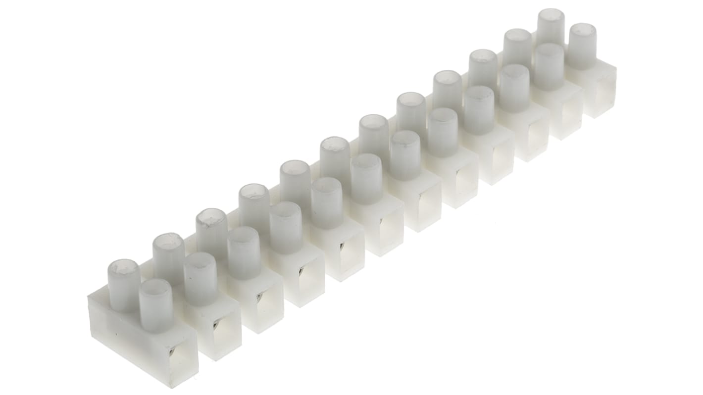 RS PRO Non-Fused Terminal Block, 12-Way, 3 → 24A, 12 AWG Wire, Screw Termination