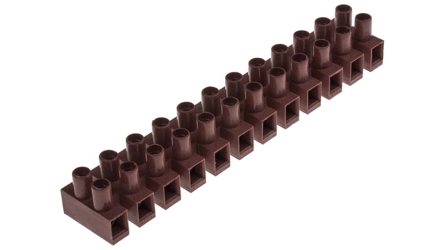 RS PRO Non-Fused Terminal Block, 12-Way, 24A, 14 AWG Wire, Screw Termination