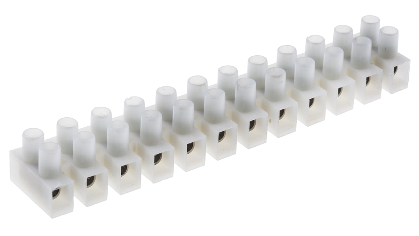 RS PRO Non-Fused Terminal Block, 12-Way, 24A, 14 AWG Wire, Screw ...