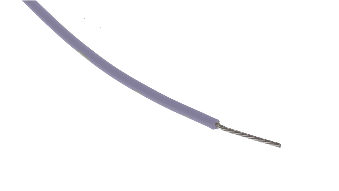 RS PRO Einzeladerleitung 0,08 mm², 28 AWG 100m Violett PTFE isoliert Ø 0.71mm 7/0,12 mm Litzen