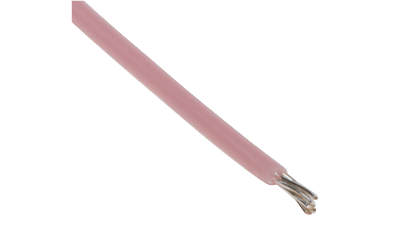 RS PRO Einzeladerleitung 0,12 mm², 26 AWG 25m Rosa PTFE isoliert Ø 0.8mm 7/0,15 mm Litzen