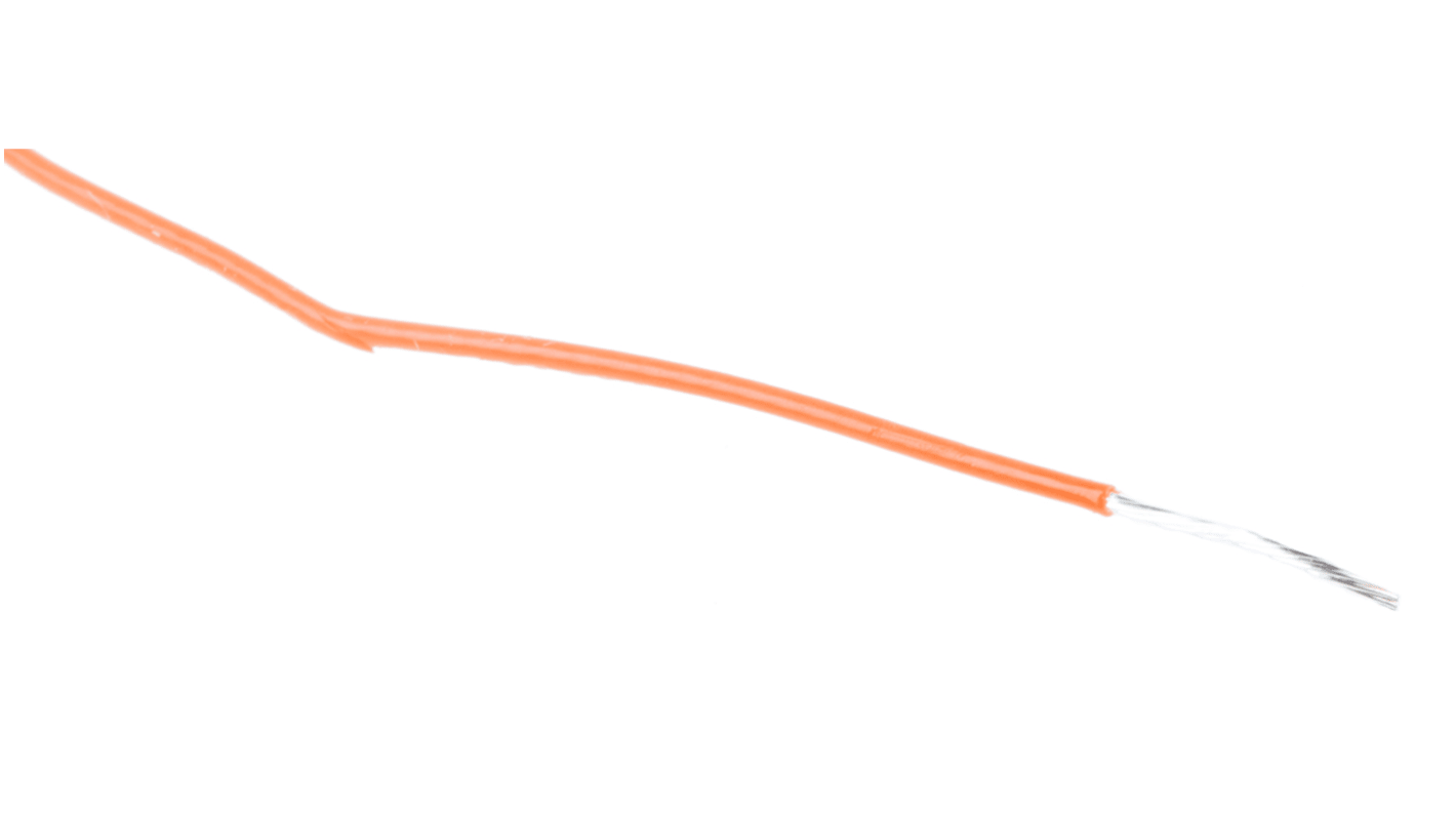 RS PRO 0,12 mm² Orange PTFE Monteringsledning, ledertråde: 7/0,15 mm, 300 V, 100m