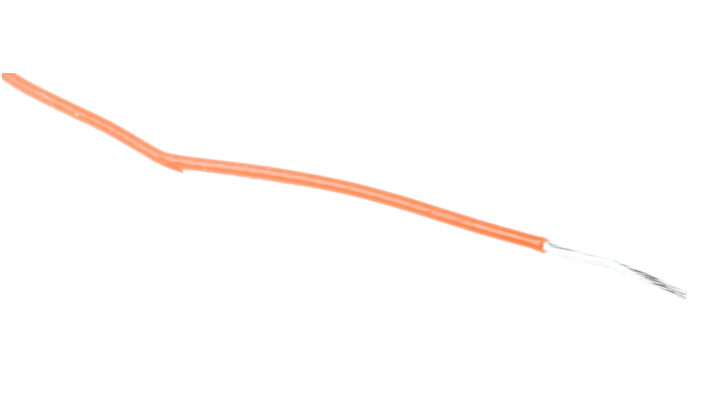 RS PRO Einzeladerleitung 0,12 mm², 26 AWG 100m Orange PTFE isoliert Ø 0.8mm 7/0,15 mm Litzen