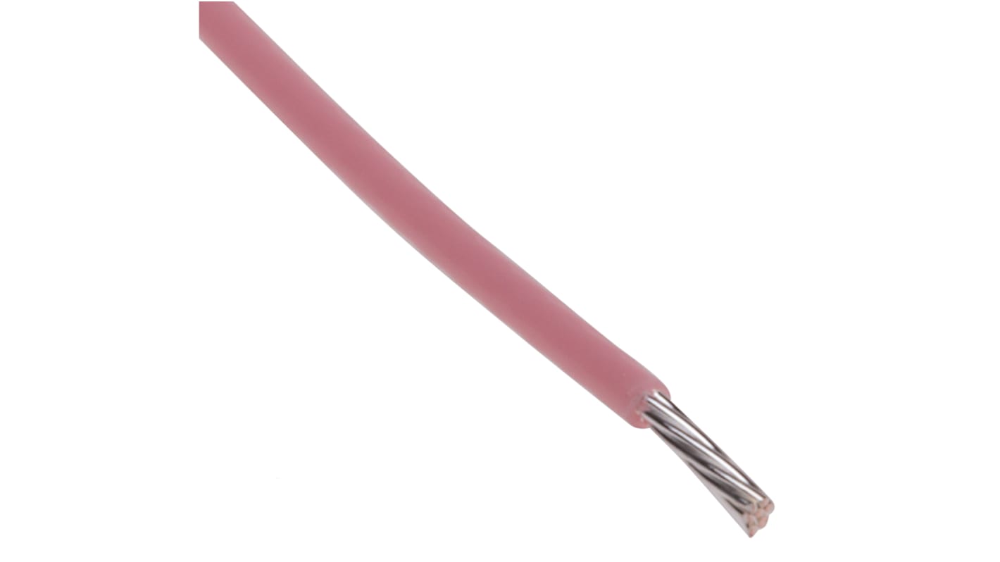 RS PRO 0,22 mm² Pink PTFE Monteringsledning, ledertråde: 7/0,2 mm, 300 V, 100m