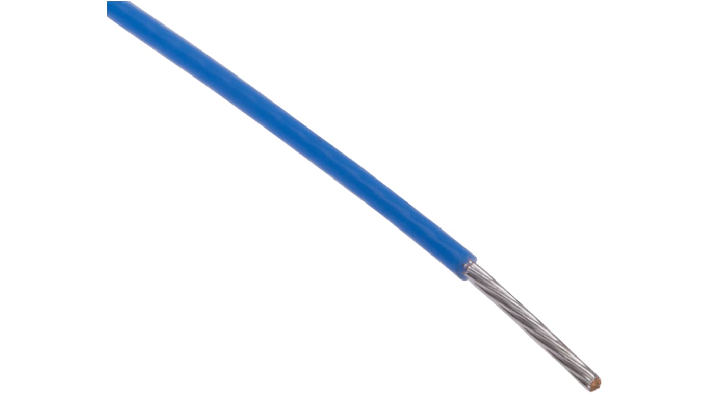 Cable de conexión RS PRO, área transversal 0.22 mm² Filamentos del Núcleo 7/0.2 mm Azul, 300 V, long. 100m, 24 AWG