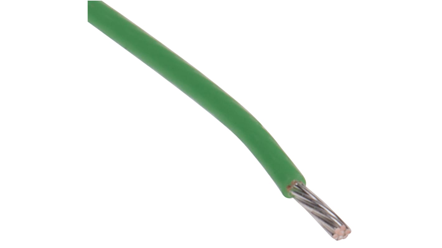 RS PRO Kapcsolóhuzal, keresztmetszet területe: 0,22 mm², részei: 7/0,2 mm, Zöld burkolat, 300 V, 100m, 24 AWG BS3G210