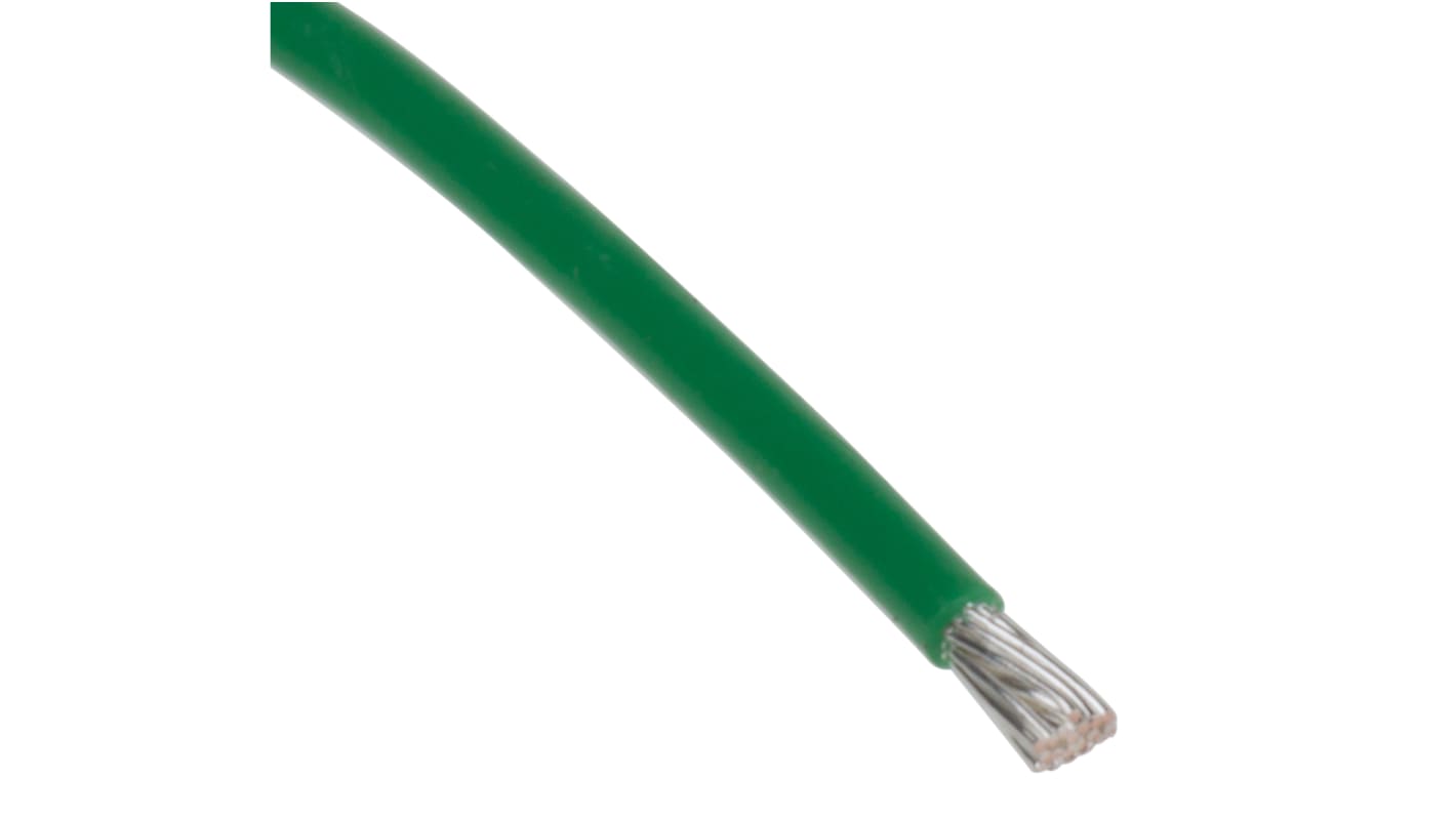 RS PRO Einzeladerleitung 0,34 mm², 22 AWG 100m Grün PTFE isoliert Ø 1.1mm 19/0,15 mm Litzen