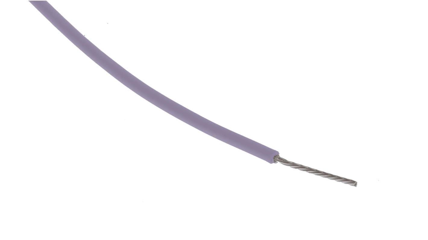 RS PRO Einzeladerleitung 0,34 mm², 22 AWG 100m Violett PTFE isoliert Ø 1.1mm 19/0,15 mm Litzen