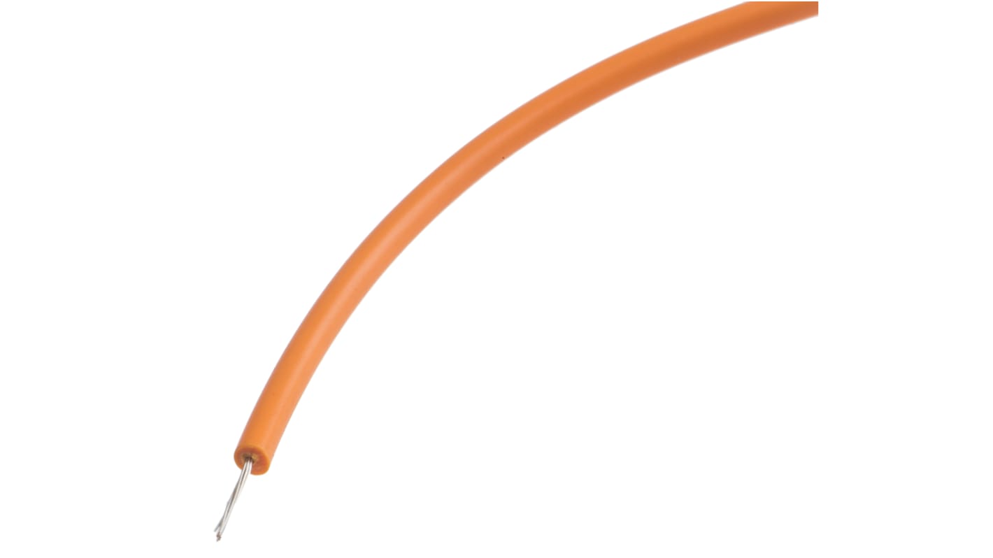 RS PRO Einzeladerleitung 0,6 mm², 20 AWG 100m Orange PTFE isoliert Ø 1.35mm 19/0,2 mm Litzen