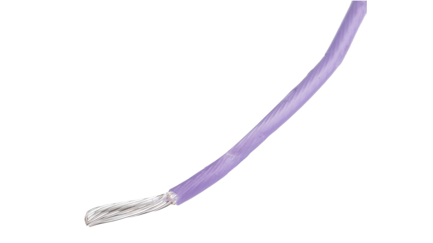 Cable de conexión RS PRO, área transversal 0,6 mm² Filamentos del Núcleo 19/0,2 mm Morado, 300 V, long. 100m, 20 AWG