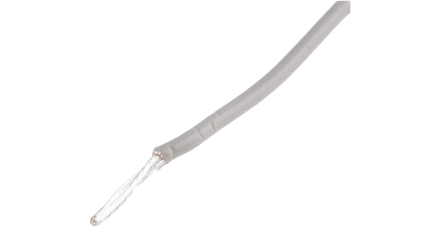 RS PRO Grey 0.6 mm² Hook Up Wire, 20 AWG, 19/0.2 mm, 100m, PTFE Insulation