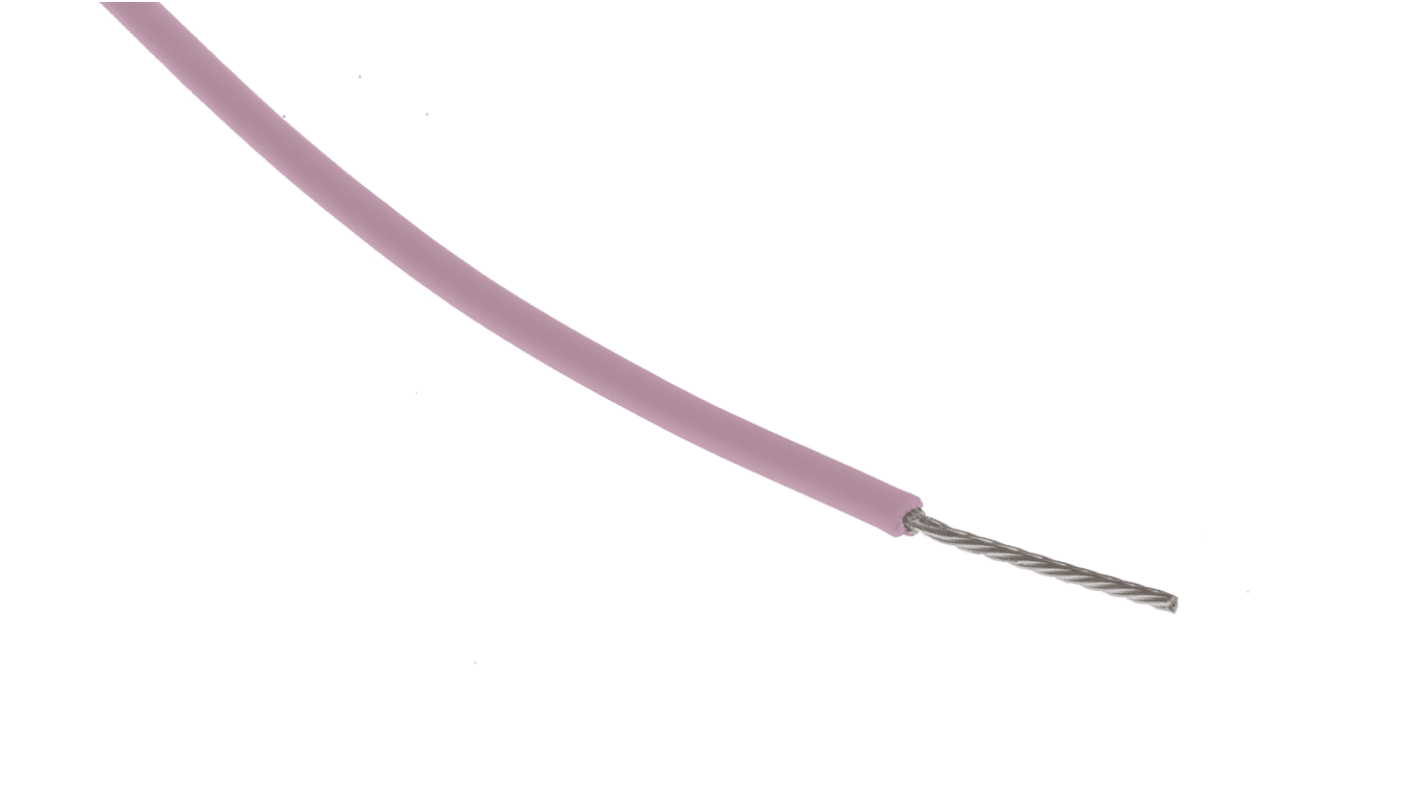 RS PRO 0,34 mm² Pink PTFE Monteringsledning, ledertråde: 19/0,15 mm, 600 V, 25m