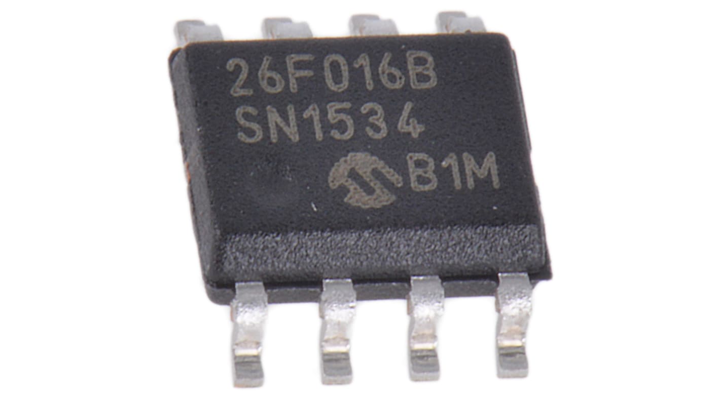 Microchip SST26VF016B-104I/SN, Quad-SPI 16Mbit Flash Memory, 8ns, 2,7 V til 3,6 V, 8 ben, SOIC