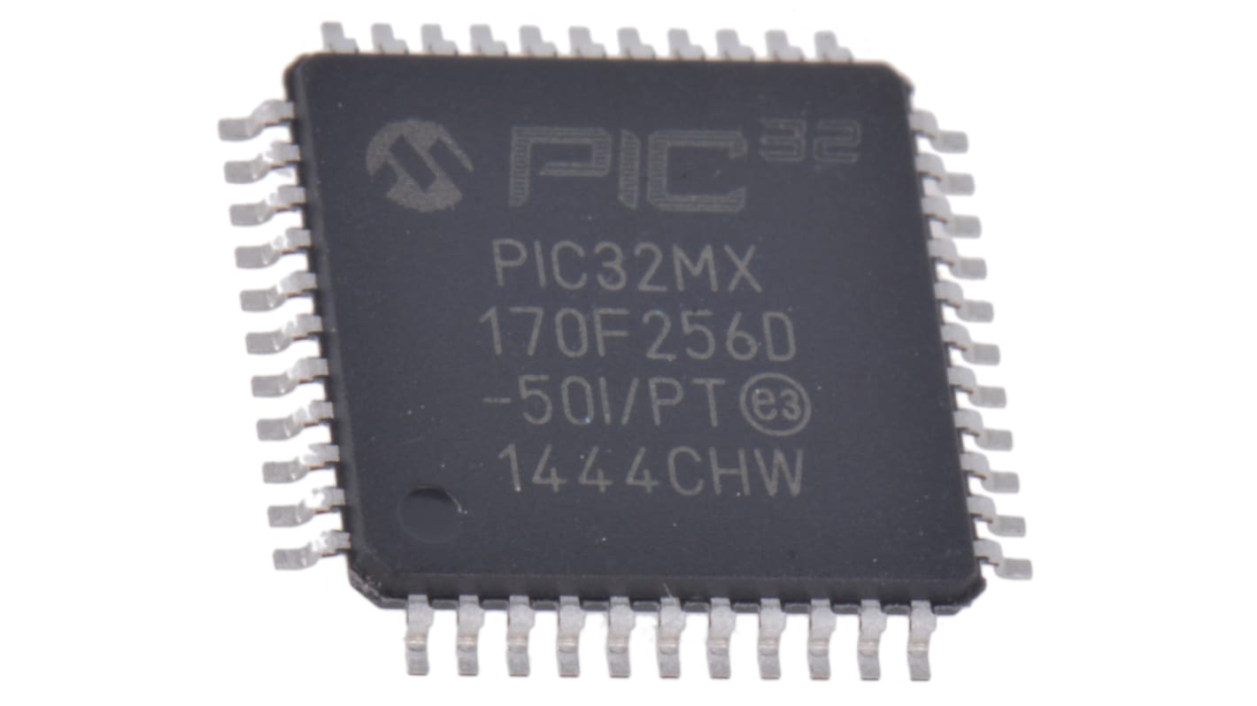 Microchip マイコン, 44-Pin TQFP PIC32MX170F256D-50I/PT