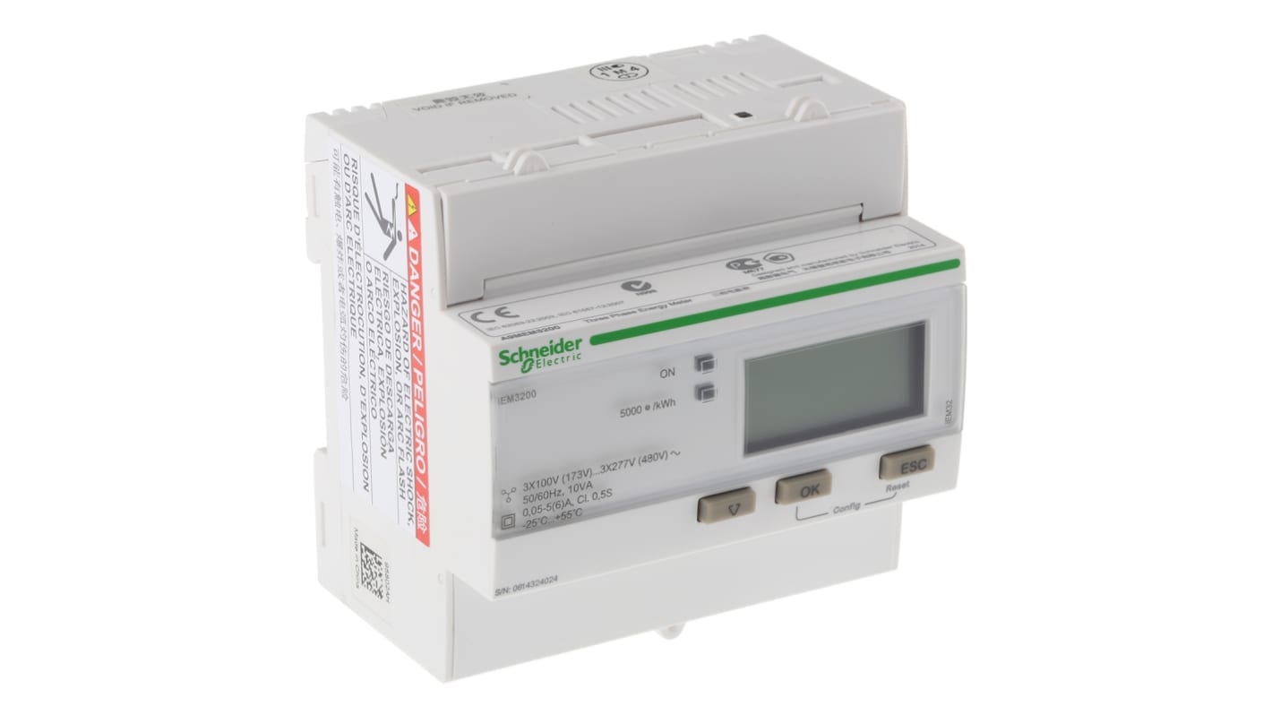 Schneider Electric Acti 9 iEM3000 Energiemessgerät LCD, 10-stellig, Impulsausgang