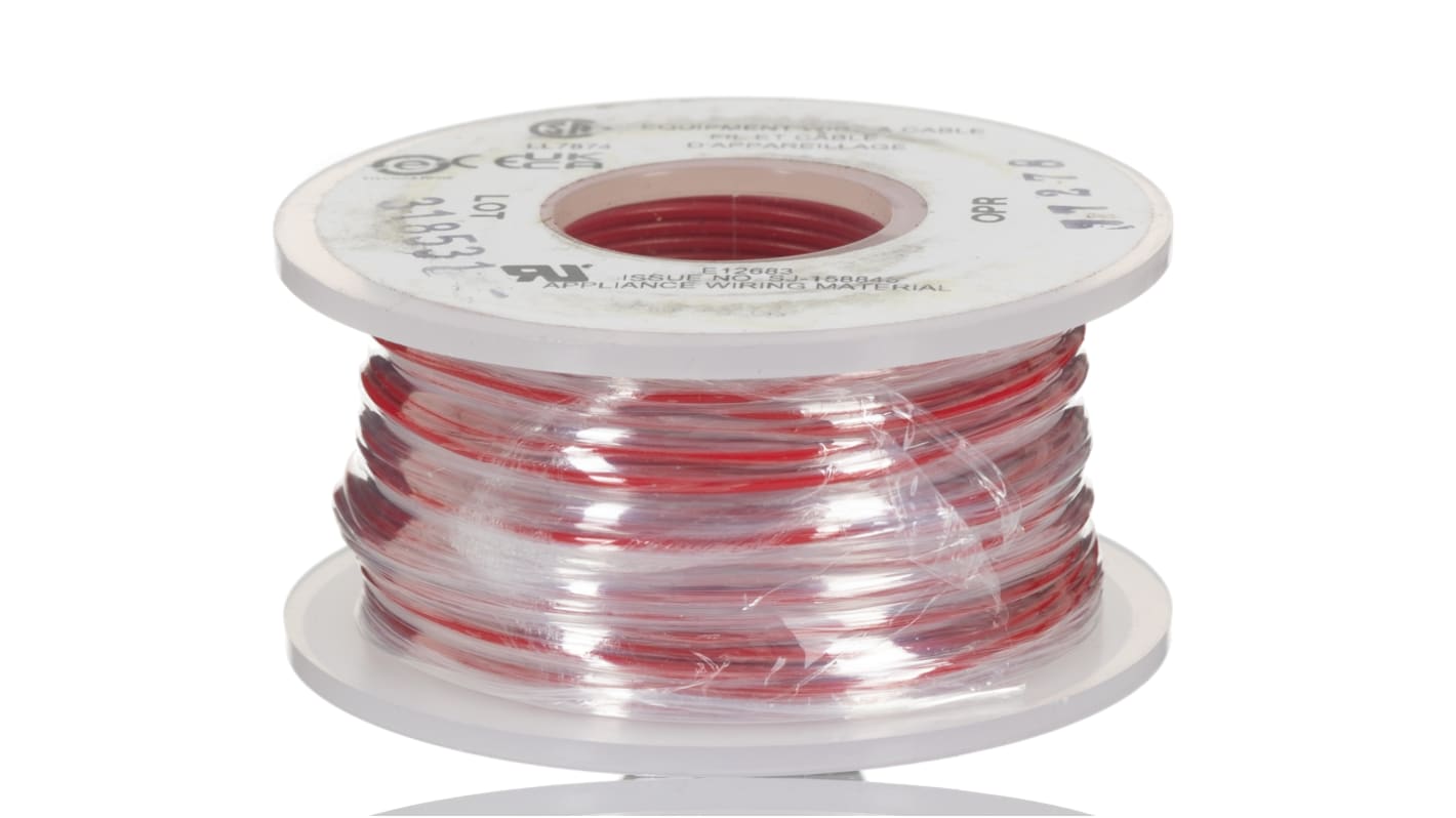 Alpha Wire Einzeladerleitung 0,13 mm², 26 AWG 30m Rot PVC isoliert Ø 1.3mm 7/0,16 mm Litzen UL1007