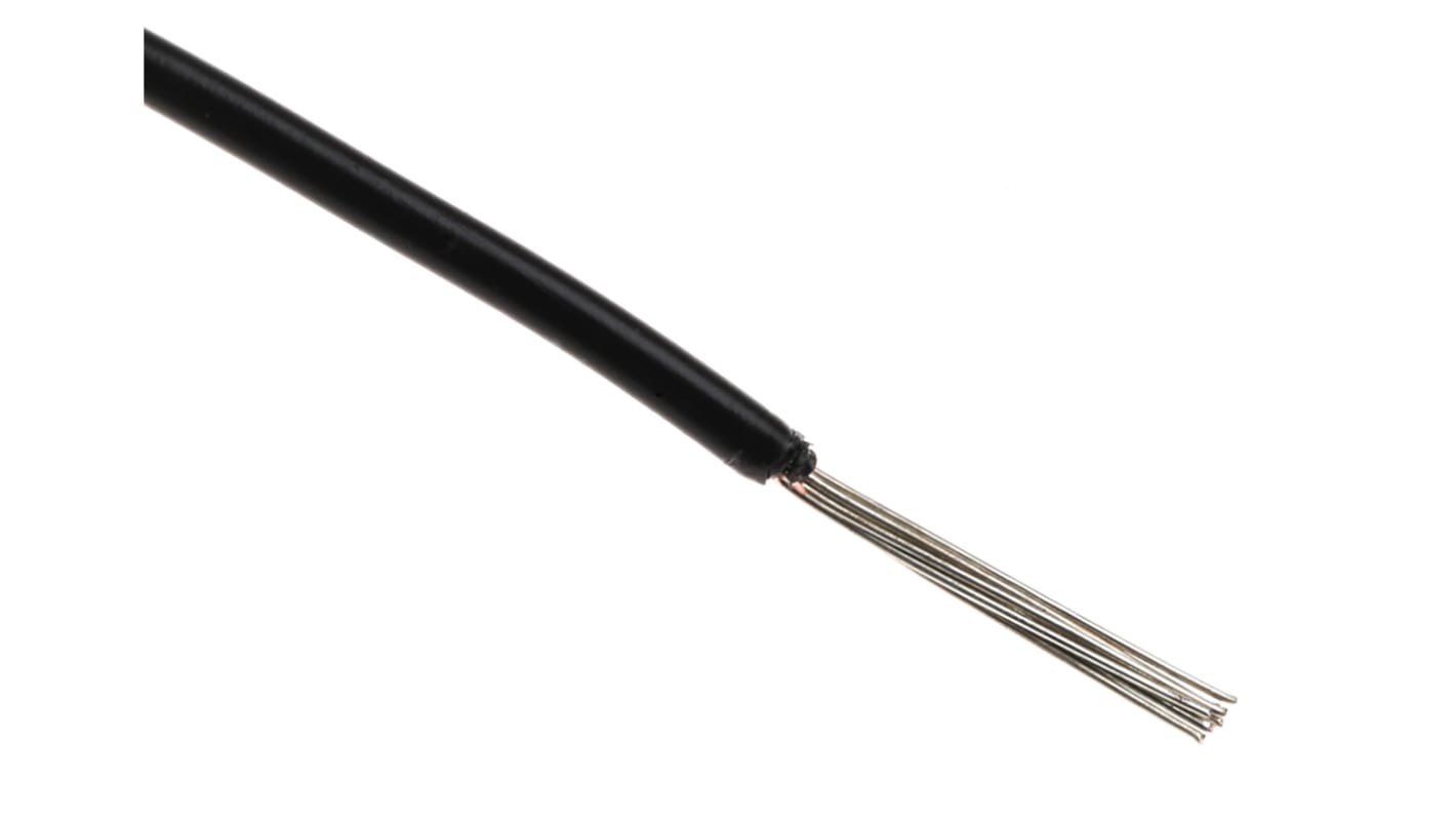 Alpha Wire Kapcsolóhuzal 3051 BK001, keresztmetszet területe: 0,35 mm², részei: 7/0,25 mm, Fekete burkolat, 300 V,