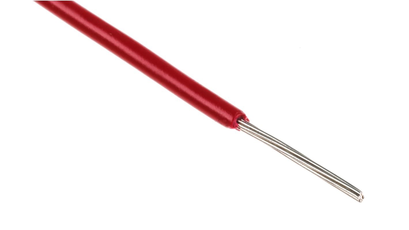 Alpha Wire Einzeladerleitung 0,35 mm², 22 AWG 305m Rot PVC isoliert Ø 1.57mm 7/0,25 mm Litzen UL1007