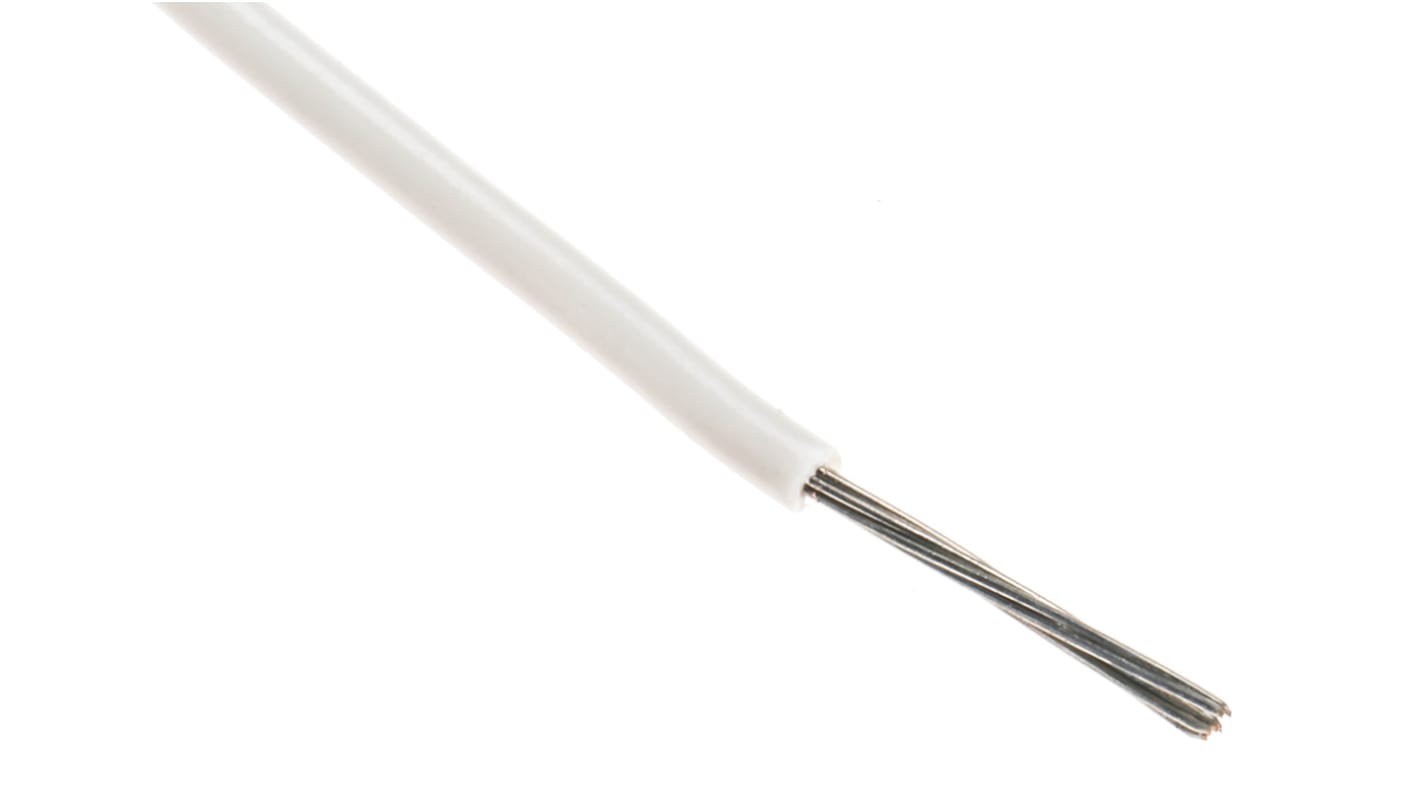 Alpha Wire Einzeladerleitung 0,35 mm², 22 AWG 305m Weiß PVC isoliert Ø 1.57mm 7/0,25 mm Litzen UL1007