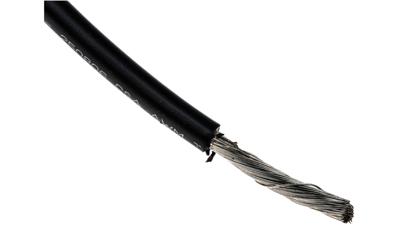 Alpha Wire Einzeladerleitung 5,2 mm², 10 AWG 30m Schwarz PVC isoliert Ø 4.67mm 105/0,25 mm Litzen UL1015