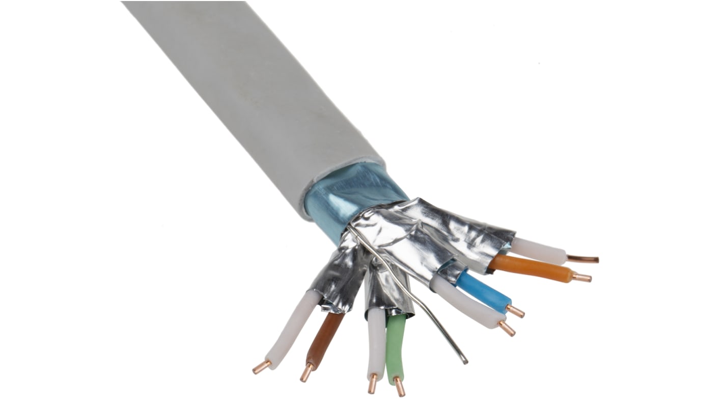RS PRO Cat6a Ethernet Cable, F/FTP, Grey LSZH Sheath, 100m, Flame Retardant, Low Smoke Zero Halogen (LSZH)