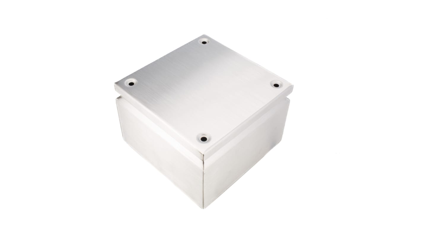 RS PRO Unpainted Stainless Steel Terminal Box, IP66, 200 x 200 x 120mm