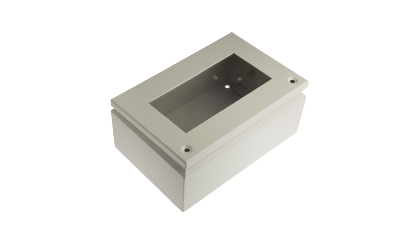 Caja de conexiones RS PRO, 0, Acero, Gris, 200mm, 300mm, 120mm, 200 x 300 x 120mm, IP65