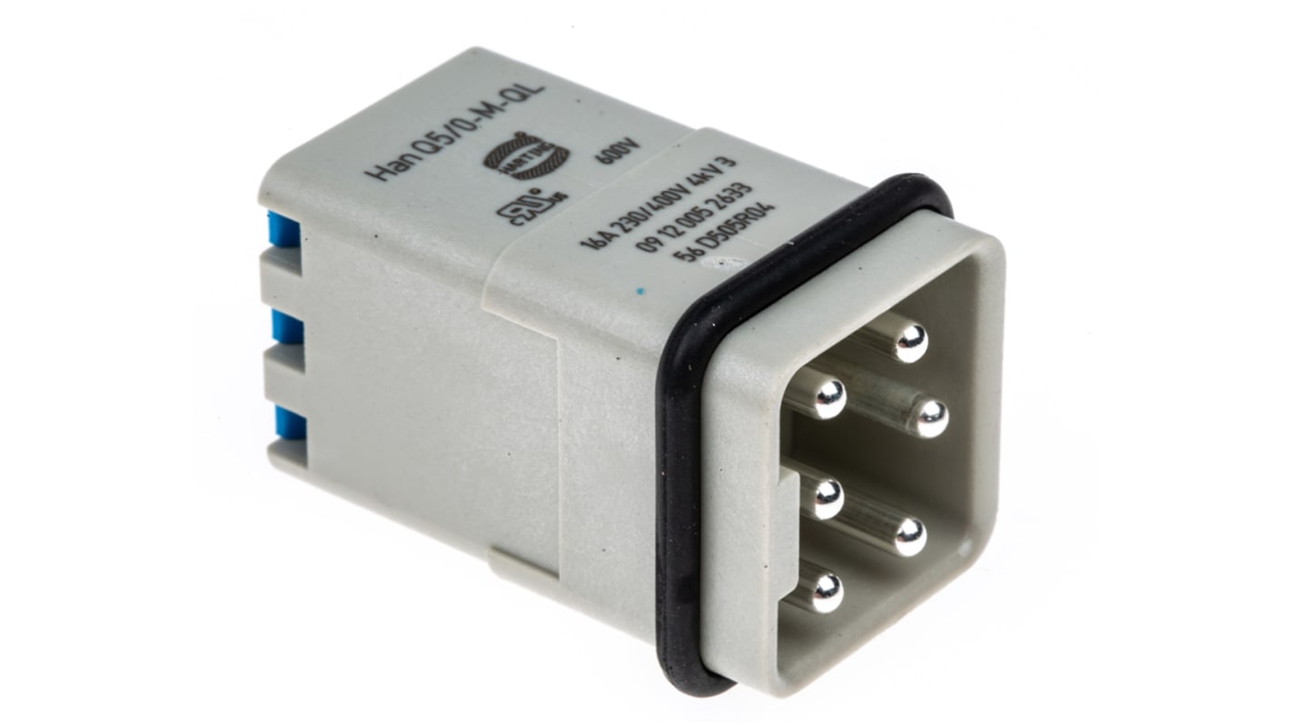 HARTING HAN Q Industrie-Steckverbinder Kontakteinsatz, 5-polig 16A Stecker, Schnellverriegelung